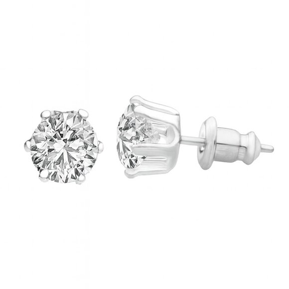 Swarovski Crystal - Sterling Silver Overlay 2 CTW Clear Stud Earrings - 0.24" - Picture 2 of 8
